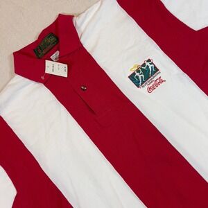 Vintage 1996 Atlanta Olympic Coca Cola Polo Shirt Mens‎ Large Red White